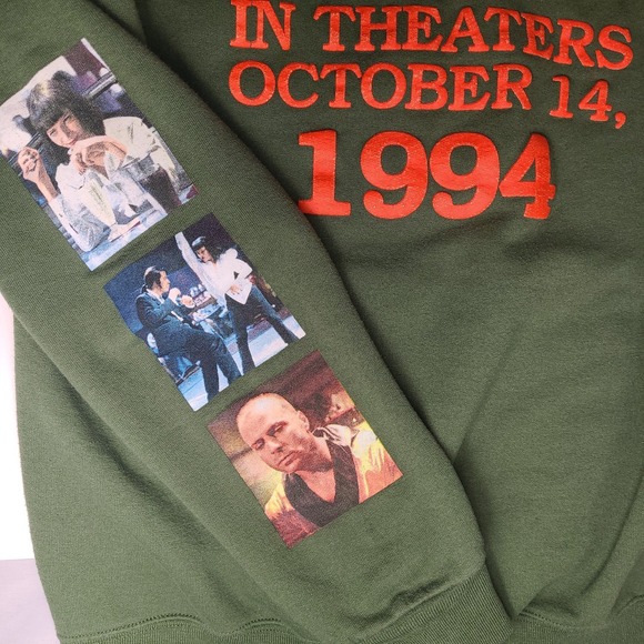 Pulp Fiction Hoodie 2019 Miramax Movie Promo Green Size S Graphic Sweatshirt GUC - Picture 6 of 8